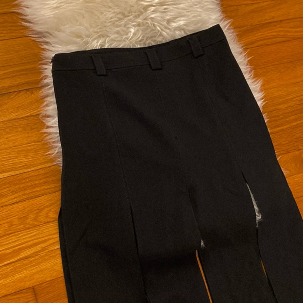 Zara Black Midi Skirt with Front Slits - Picture 6 of 8